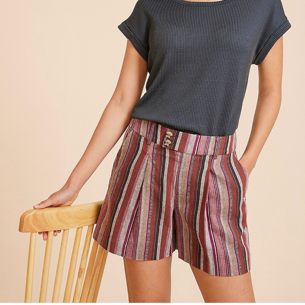 Idealist Striped Linen High Rise 5in Short NWT SIZE 2
